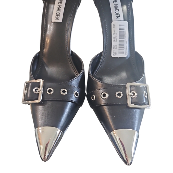 🔥ONLY TODAY🔥Steve Madden Black Shoes Buckle Detail Pointed Toe Stiletto sz 8.5 - Picture 8 of 11